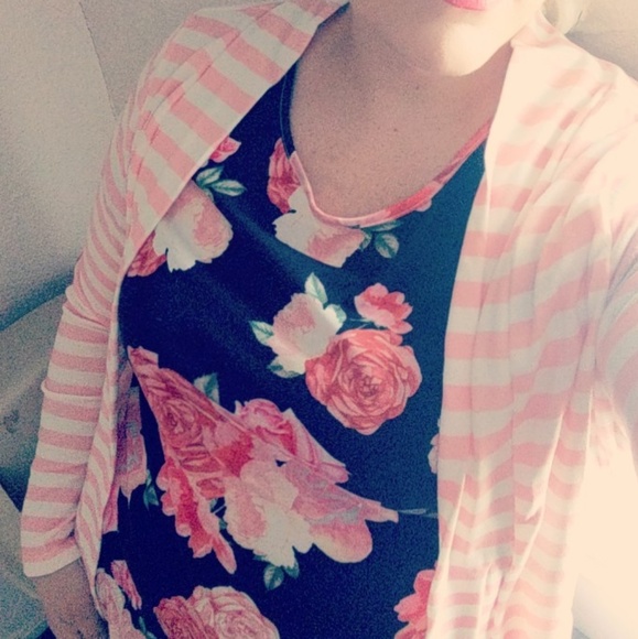 Only 1 left sz L Spring patchwork striped cardigan - Picture 3 of 4